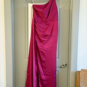 Azazie Magenta Draped Wedding Gown